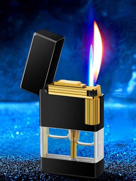 The new high-end double-fire transparent No Gas bin lighter is a man's gift with the idea of direct fire conversion metal Y29Y