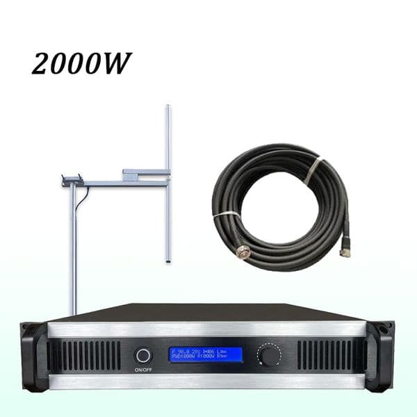 2KW FM transmitter with 1-bay antenna+ 30meters 1/2" feeder cable 2000W fm radio transmitter kits