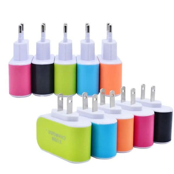 3 5V 1A/2A Triple USB Port Wall Home Travel AC Adapter EU Plug Mobile Phone Charger