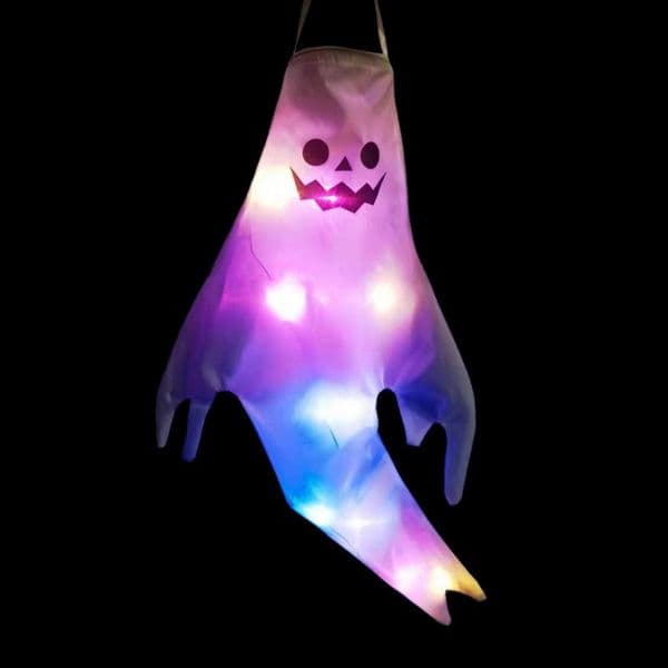 5pcs/lot Large LED Halloween Outdoor Light Hanging Ghost Halloween Party Dress Up Glowing Spooky Lamp Horror Props Home Bar Decoration D4.5