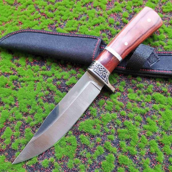 Full Tang Wood Handle 7Cr13 Steel Blade Straight Knife Boning and Meat Cutting Kitchen Knife Outdoor Hunting Camping Knife