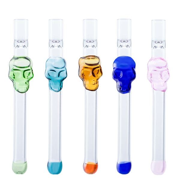 CSYC Y069 Smoking Pipe About 5 Inches Straight Style Skull Oil Burner Glass Hand Pipe Colored Mouth
