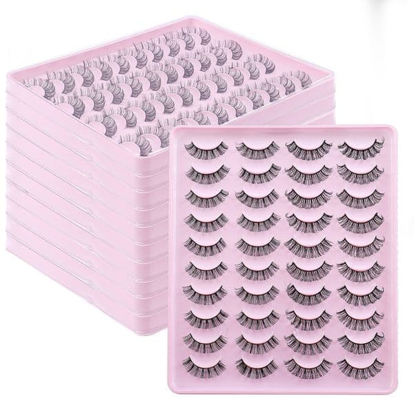 Thick Natural Russian Curled False Eyelashes Fluffy Wispy Hand Made Reusable D Curled 3D Faux Mink Fake Lashes Extensions Beauty Supply Strip Lash