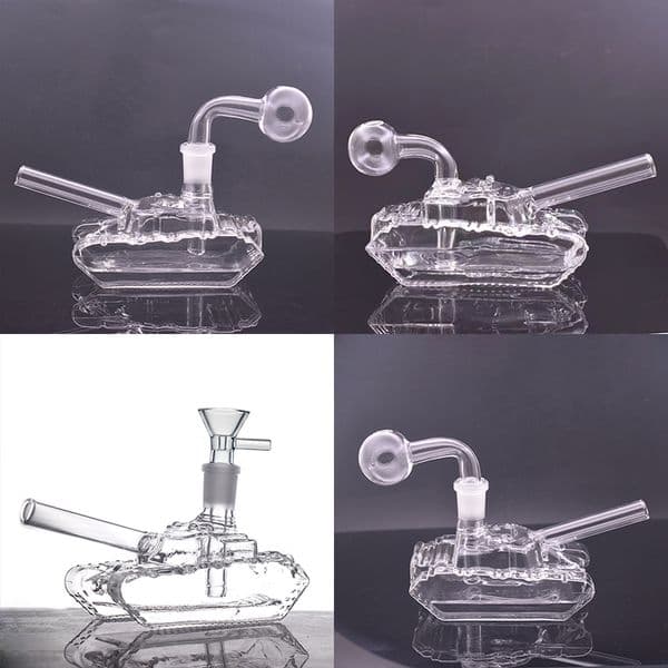 Travel 3style Creative tank 3D hookah Glass bong Thick protable cheap water tobacco bongs pipes with 14mm male downstem smoking oil burner bowl