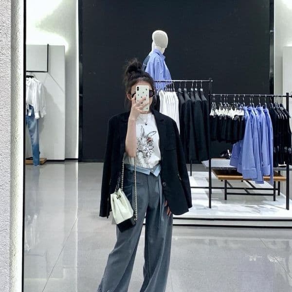 women's Suits Double Breasted Blazers Korean Streetwear Fashion Vintage Loose Casual Suit Jacket Unisex Coat