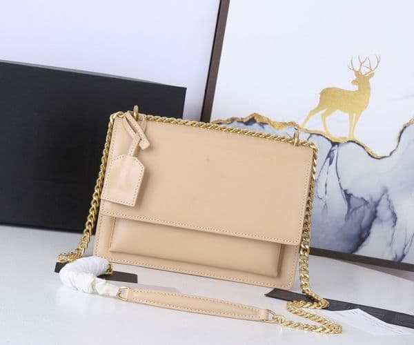 Designer Bag Sunset Medium Leather Chain Shoulder Bag Fashion Messenger Bags Women Black Crossbody Bag Top Quality Designer Purse Red Flap Bag