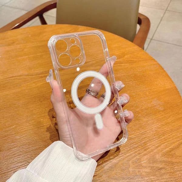 Clear Magnetic Phone Case for Apple iPhone 17 16 15 14 13 Transparent PC TPU Mobile Back Cover Compatible with MagSafe Wireless Charger Fundas Coque Shell Fine