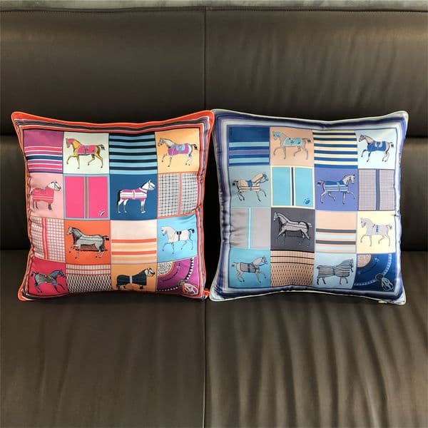 Designer pillowcase Decorative Pillow Silk case Plaid Horse Sofa Throw Chair Car Cushion Cover Home Decoration Fashion other produce