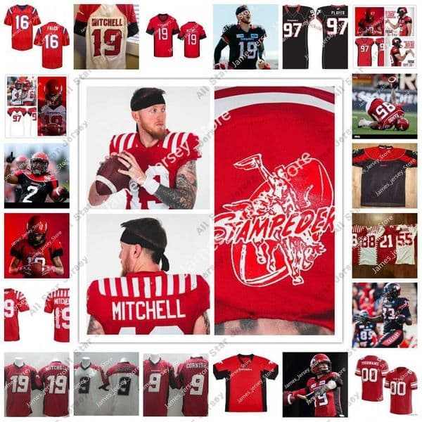 American College Football Wear American College Football Wear 2022 Custom CFL Calgary Stampeders Jersey 32 Kelvin Anderson 9 Jon Cornish 5 Harry Hood 10 Willie Burde