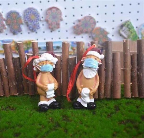 Christmas Funny Respirator Naked Santa Claus Pendant Male and Female Decorations Miniatures Crafts 2111083626719