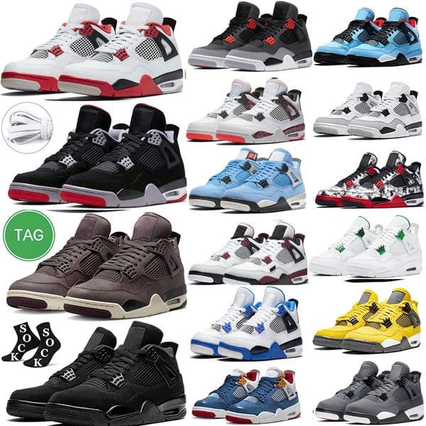 Military Black Cat Red Thunder men women basketball shoes 4 4s Sail University Blue White Oreo Fire Pure Midnight Navy Sports shoes sneakers