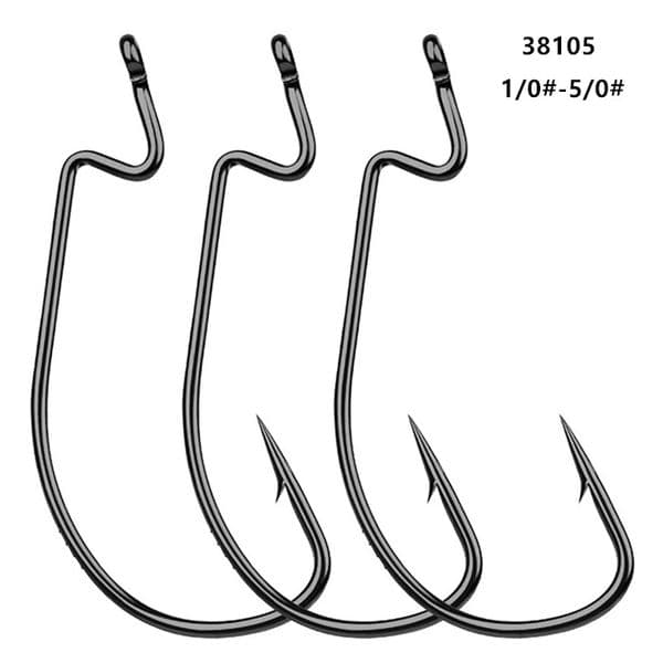 1/0#-5/0# 38105 Worm Hook High Carbon Steel Barbed Hooks Fishhooks Asian Carp Fishing Gear 200 Pieces / Lot