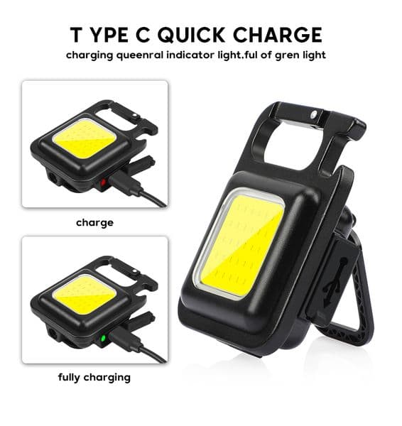 Mini Portable Pocket USB Rechargeable Flashlight COB Work Light LED Key chains For Outdoor Emergency Camping Corkscrew Fishing