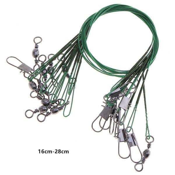 16cm-28cm Anti-bite Steel Wire Line Stainless Snaps & Swivels Fishing Gear 5 Sizes Mixed 100 Pieces / lot