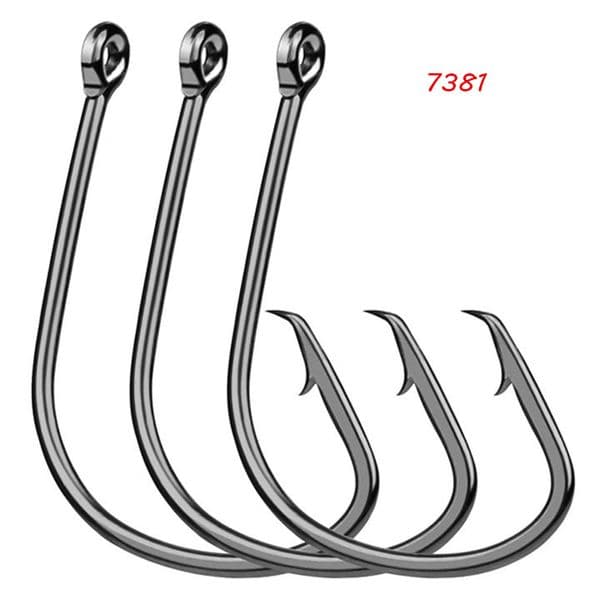6 Sizes 1#-5/0# 7381 Sport Circle Hook High Carbon Steel Barbed Hooks Asian Carp Fishing Gear 200 Pieces / Lot Box H-8