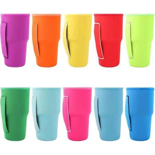 Reusable Handles Ice Coffee Cup Sleeve Neoprene Insulated Sleeves Cups Holder With Handles For 30oz -32oz Tumbler Water Bottle Mug Cover Case Pouch SN6247