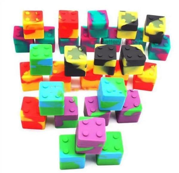 9ml mini Cube shape assorted color silicone container for Dabs Round Shape Silicone Containers wax Silicone Jars Dab containers
