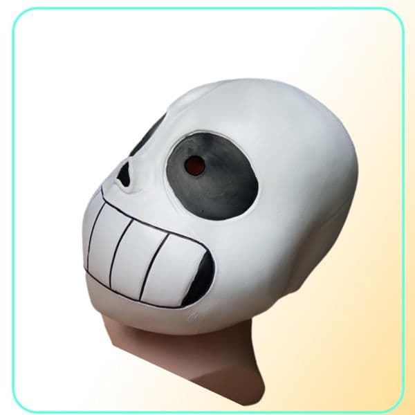 Latex Full Head Latex Sans Mask Cosplay Skull Mask Hood Masque Halloween Adult Kids Undertale Sans Masks Helmet Fancy Dress Game p