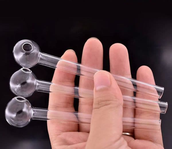 Cheapest Smoking Glass Pipes Original Oil Burner Pipe 4inch 10cm Clear High Quality Tube Handmade for Wax Concentrate Glass Pipe LL