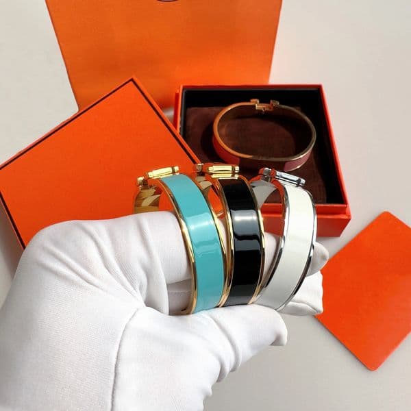 Designer Classic Letter Bracelet Men's and Women's Couple's Bracelets 18k Rose Gold Silver Tri-Colour Bangle 12MM Wide Size 17/19 Luxury Jewellery