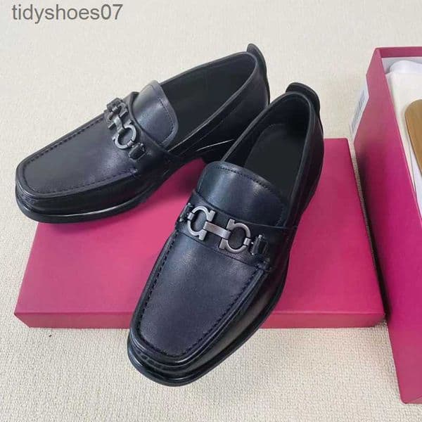 horse buckle leather shoes men genuine lychee pattern business casual spring and autumn thick soles s lefu fashionable wedding ferragamoshoes ferragamos 85GO