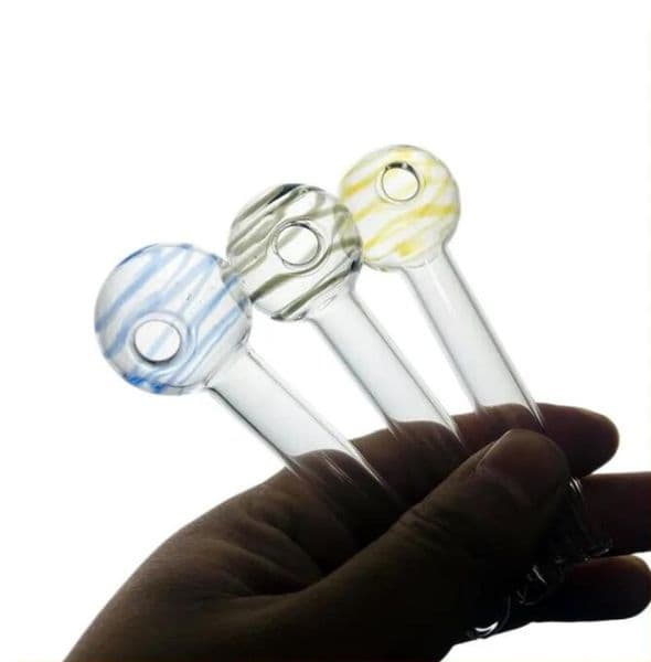 10cm smoking pipes Glass Oil Burner Pipe Clear Tube Thick Hand Tobacco Dry herb