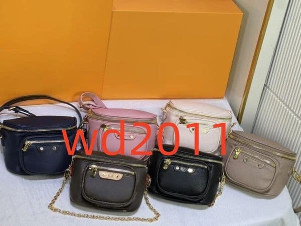 new style Mini Bumbag Designer Waist Bag Fanny pack Brown Flower Mens Bags Genuine Leather Crossbody Purses Messenger Men Leather Handbag Fashion Wallet 82208