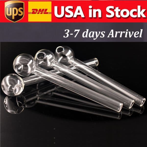IN STOCK USA Glass Oil Burner Pipes 4 Inch Thick Glass Smoking Tubes Transparent Clear Pyrex Smoking GLASS PIPE Smoke Accessories FAST SHIPPING
