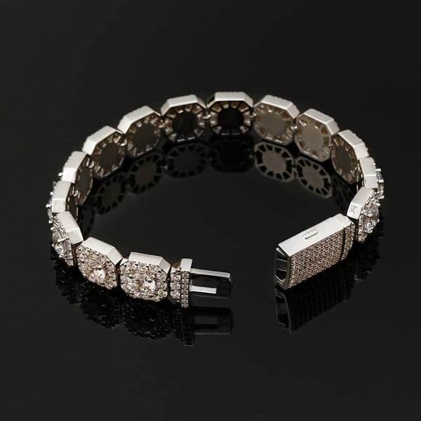 Tennis chain, chilled 8mm 10mm 12mm wide bracelet, hip-hop men's and women's designer tennis chain Sterling Silver Charm Bracelet for Women