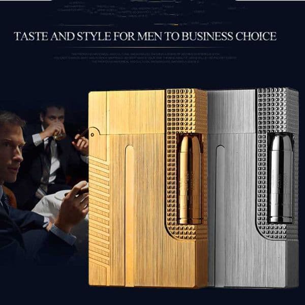 2021 New Business Engraving Windproof Lighter with Cling Sound Butane No Gas Refillable Outdoor Lighters Gadgets for Men Gift C2D7