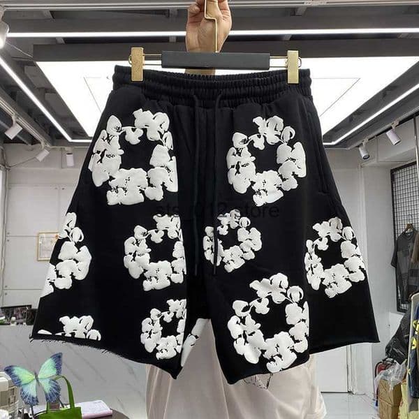 Men's 2022 Kapok Foam Full Print Drawstring Elastic Waist Sports Shorts T230303