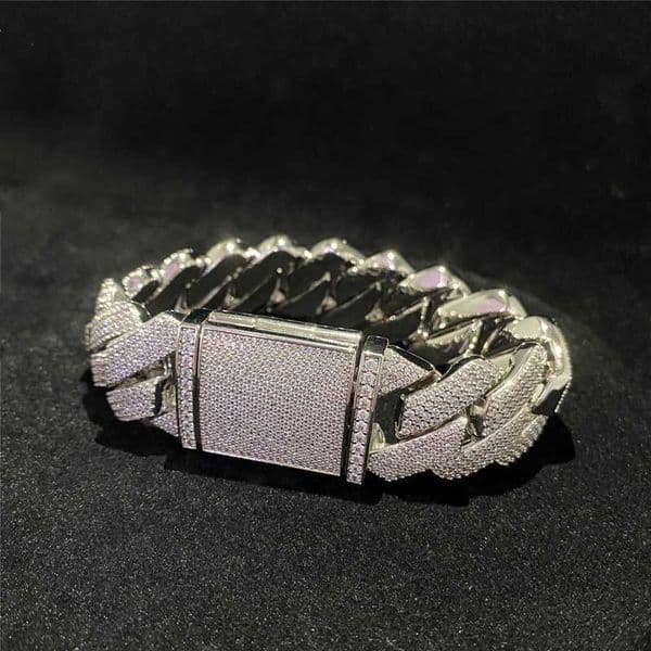 Four Rows Heavy Miami Cuban Bracelet d Color Vvs Moissanite Cuban Link Chain 925 Solid Silver Hip Hop Men Jewelry Cuban Links