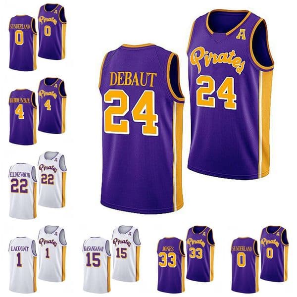 2022-23 College ECU Pirates Basketball Jersey David Kasanganay Kalib LaCount Wynston Tabbs Javon Small Saxby Sunderland Brandon Johnson Elijah Jones Ezra Ausar