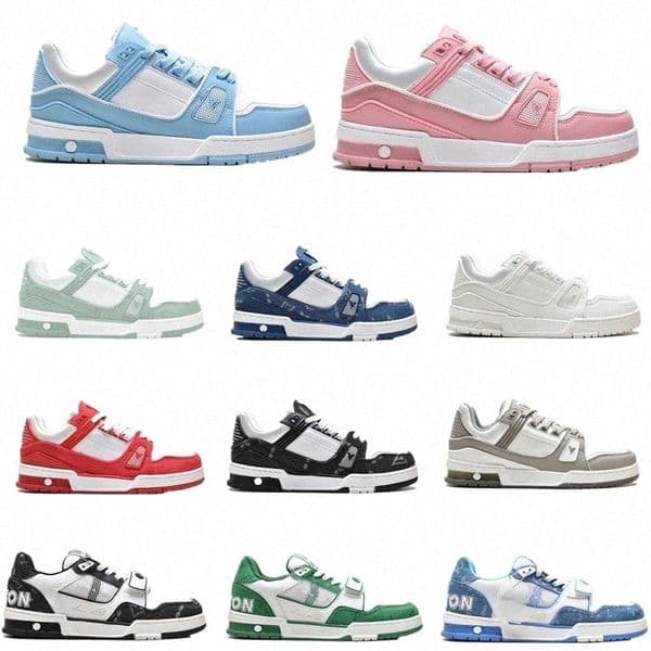 2022 Designer Sneaker Virgil Trainer Casual Shoes Calfskin Leather Abloh White Green Red Blue Letter Overlays Platform Low Sneakers Size 36-45 G4lJ#