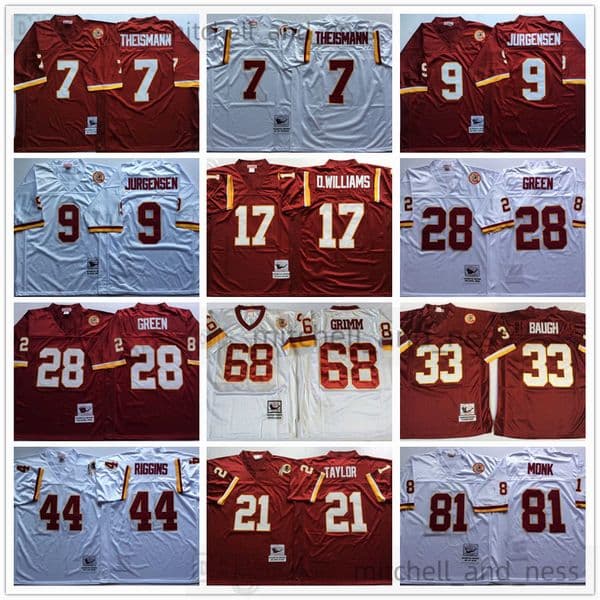 1990 College Football 7 Joe Theismann Jersey Vintage 9 Sonny Jurgensen 28 Darrell Green 44 John Riggins 68 Russ Grimm 81 Art Monk 70 Sam Huff Doug Williams