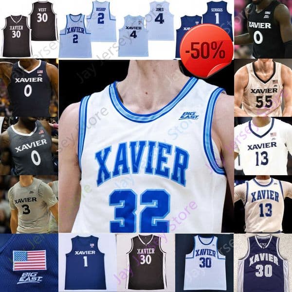 Xavier Basketball Jersey NCAA College Souley Boum Zach Freemantle Colby Jones Jack Nunge Crawford West Adam Kunkel Jerome Hunter Desmond