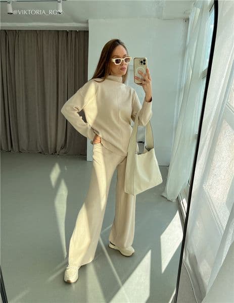 Women's Two Piece Pants Loose Casual Sweater Trousers Fashion Suit Womens Peice Sets Spring Autumn Knitted Sweaterpants 230310
