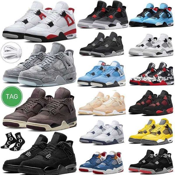 Military Black Cat Sail Red Thunder Basketball Shoes Men Women 4S White Oreo Cactus Jack Blue University Infrared Cool Grey Mens mid Sports