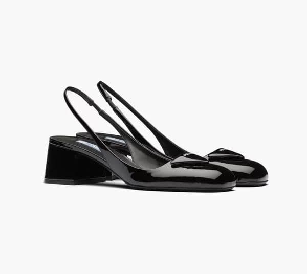 Women's Sandals Shoes Suqure Toe Sling-back Pumps Triangle Silk-screen Leather Triangle Lady Chunky Heels Gladiator Sandalias