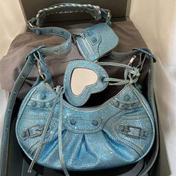 Women's motorcycle half moon LE CAGOLE pochette bag mens Designer bag diamond purse Luxury tote handbag Multifunction clutch summer travel cross body shoulder bags