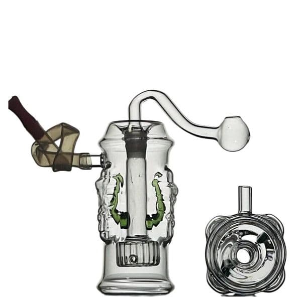 about 11CM Thick Pyrx Oil Burner hookahs Bong Water Pipes Skull Shape Recycler Wax Pipe Heady Glass for Smoking