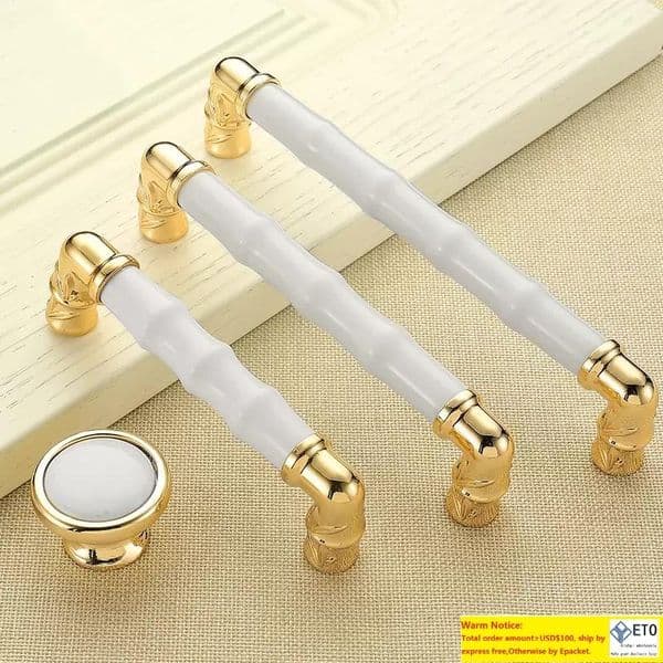 2pcs Ceramic Door Handles Antique Furniture Knobs and Handles for Kitchen Cabinet Cupboards Drawer Pulls Concise Drawer Handles
