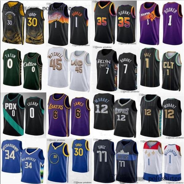 Basketball Ja Morant Jersey Stephen Curry LaMelo Ball Lillard Tatum Devin Booker Kevin Durant Doncic Antetokounmpo Donovan Mitchell Jerseys
