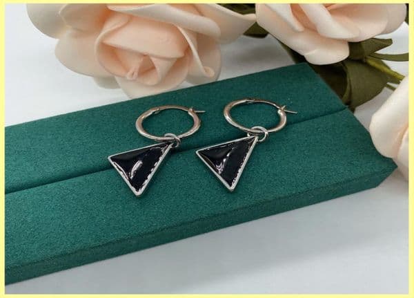 Women Hoop Dangle Earrings Fashion Designer Triangle Earring Womens Mens Jewelry Luxurys Brands P Stud Earrings Necklaces 925 Silv