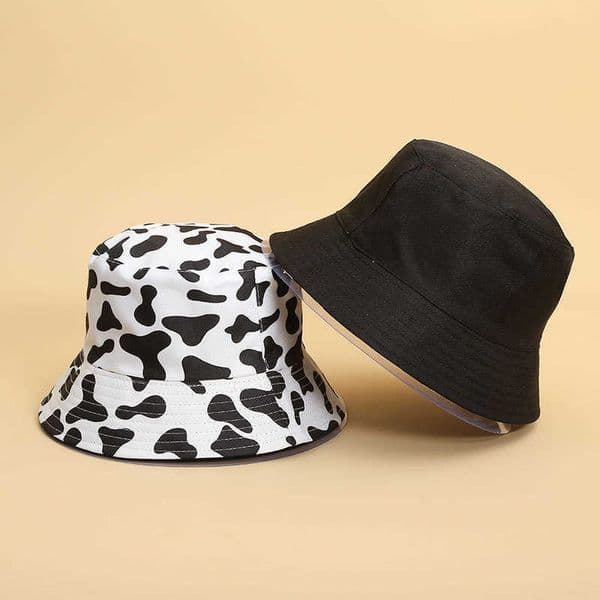 Hot HBP Brim Hats Summer Creative Wide Cow Print Double-sided Girls Fashion Sun Hat Men and Women Fisherman Caps Boys Panama Goros P230327