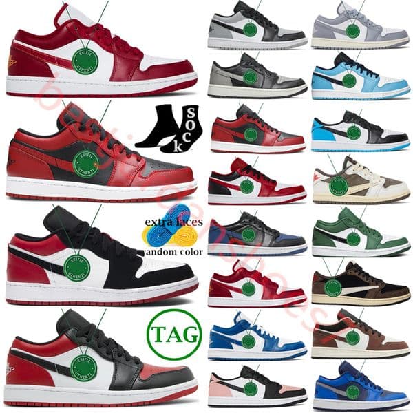 1 Low Black Phantom Basketball Shoes Wolf Grey Reverse MochaConcord Bred Shadow Toe White Men Women Trainers Sports Sneakers