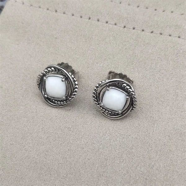 plated designer jewellery stud earrings earring Cable 18K Crystal gold irregularity white Agate vintage Women luxury designers sterling silver womens jewelry