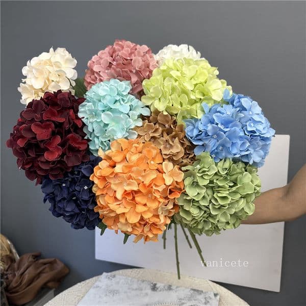 Party Decorative Flowers Artificial Hydrangea Flower 88cmFake Single Hydrangeas Silk Flower 19Colors for Wedding Centerpieces LT434