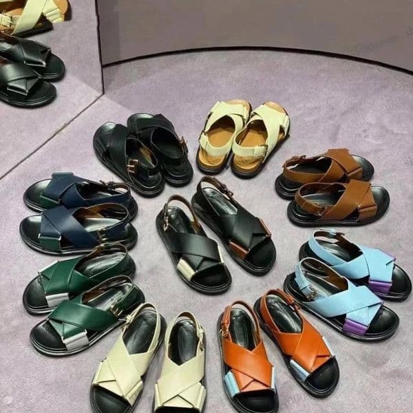 High quality fussbett sandals womens Mary Jane sandal designer classic casual shoes leather denim sandal Lacing thick bottom heightening sneakers 35-41