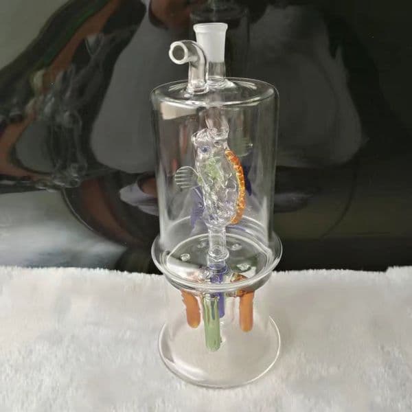 Smoking pipes hookah Oil Burner Pipe Smokings Glass Bowl Upper Fish and Lower Four Claw Partition Filter Silent Glass Water Bottle